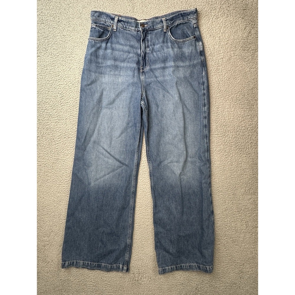 Free People We The Free Truro Baggy Puddle Wide Leg Jeans Blue Denim Size 31
